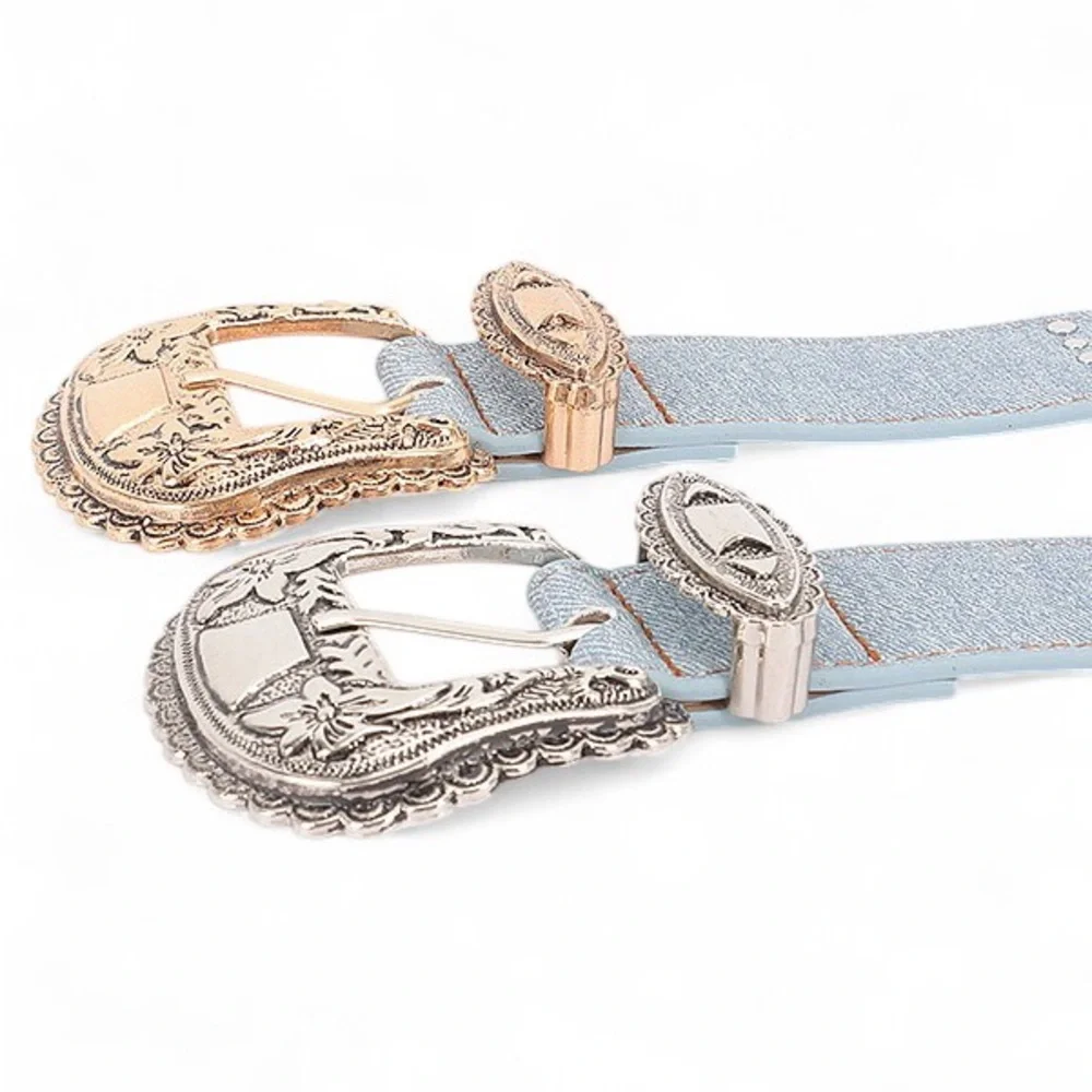 Blue Rhinestone Western Statement Belt with Gold or Silver Buckle